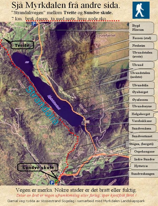 Vegen på andre sida av Myrkdalsvatnet