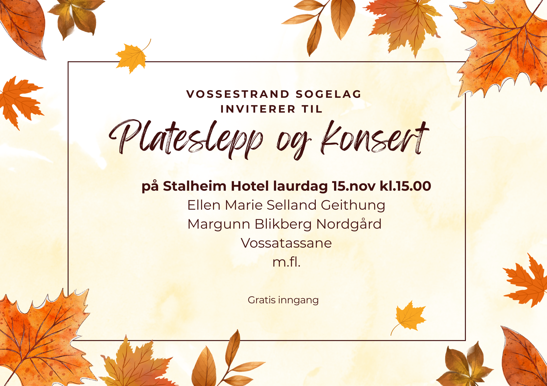 Vossestrand Sogelag inviterer til plateslepp